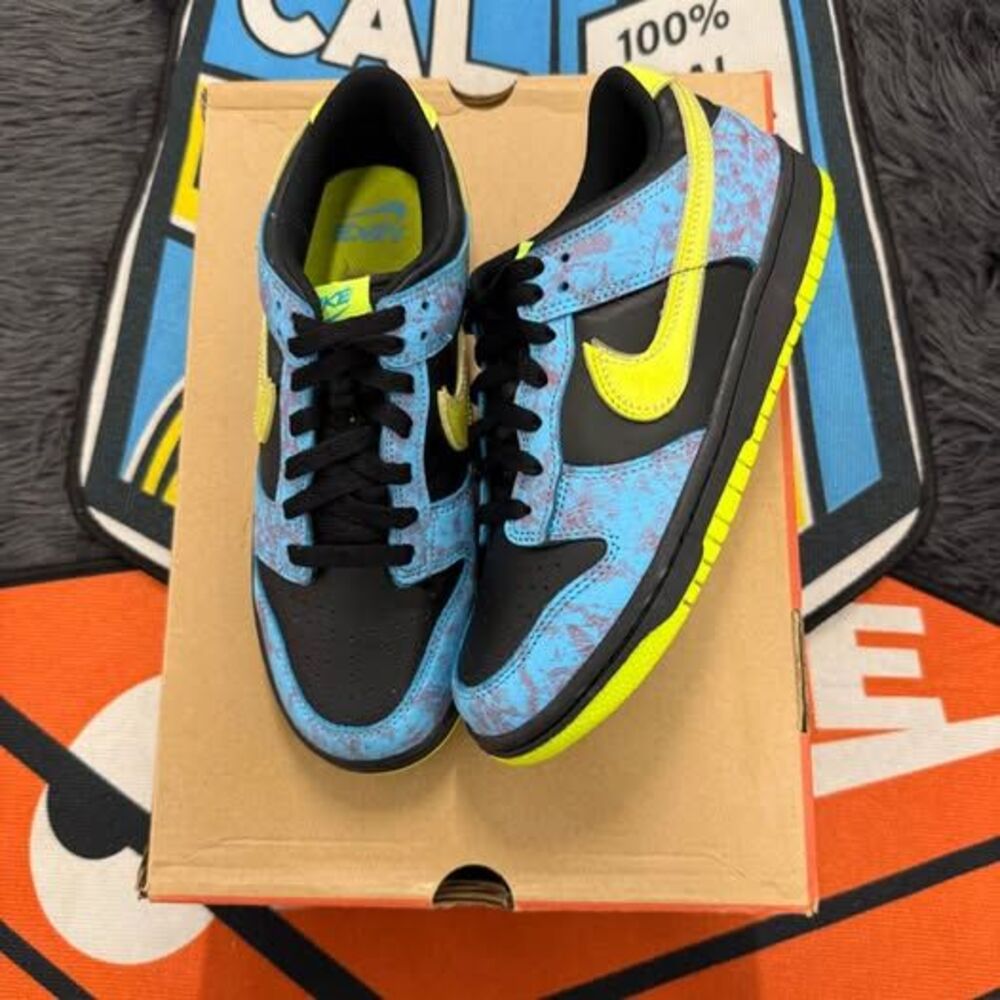 Nike Dunk Low Acid Wash Neon Yellow Size 7Y